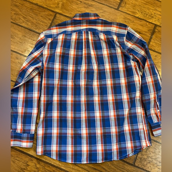 Double Pump western shirt men’s Large blue red plaid button pearl snap Cowboy - Picture 2 of 12